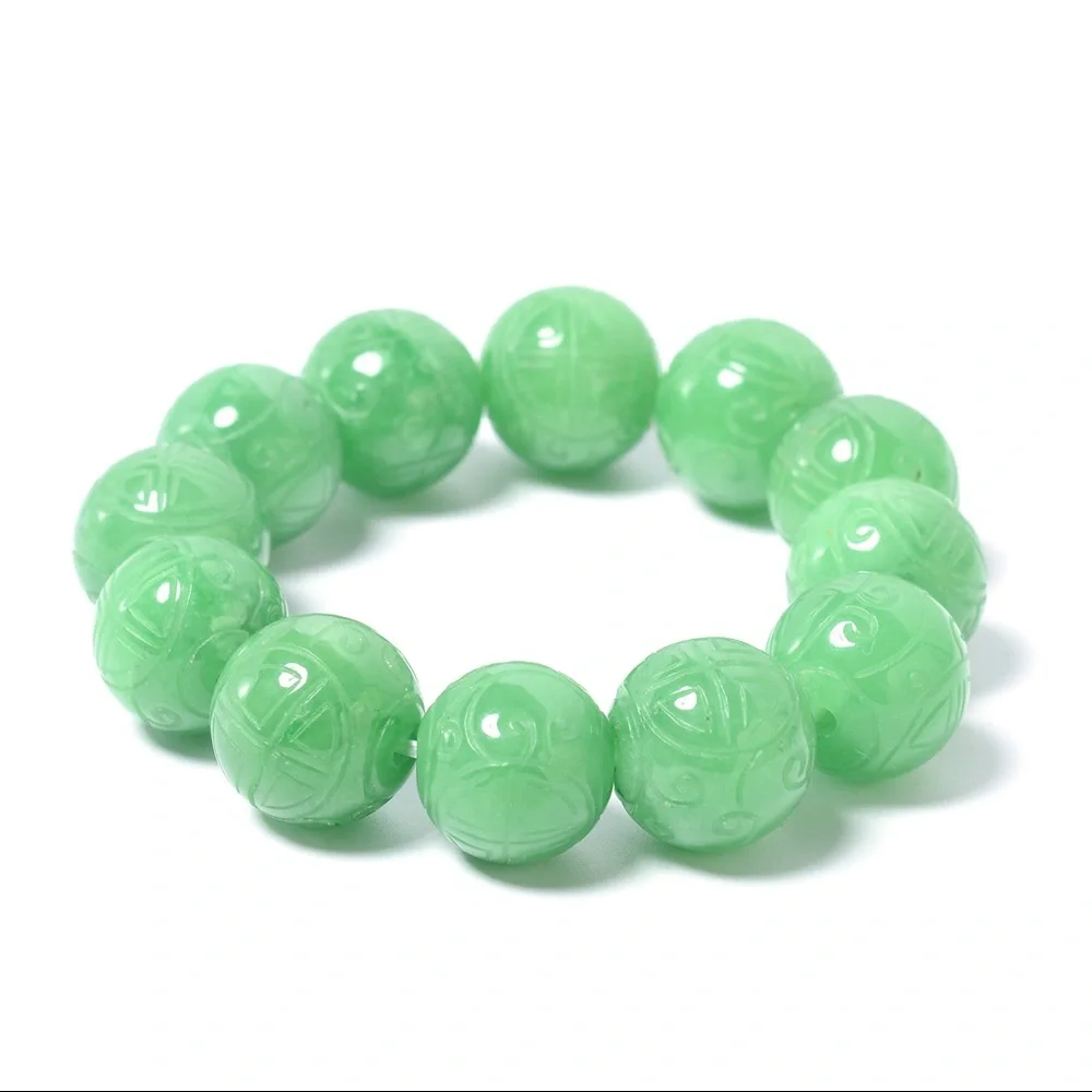 Green Jade Carved Beads